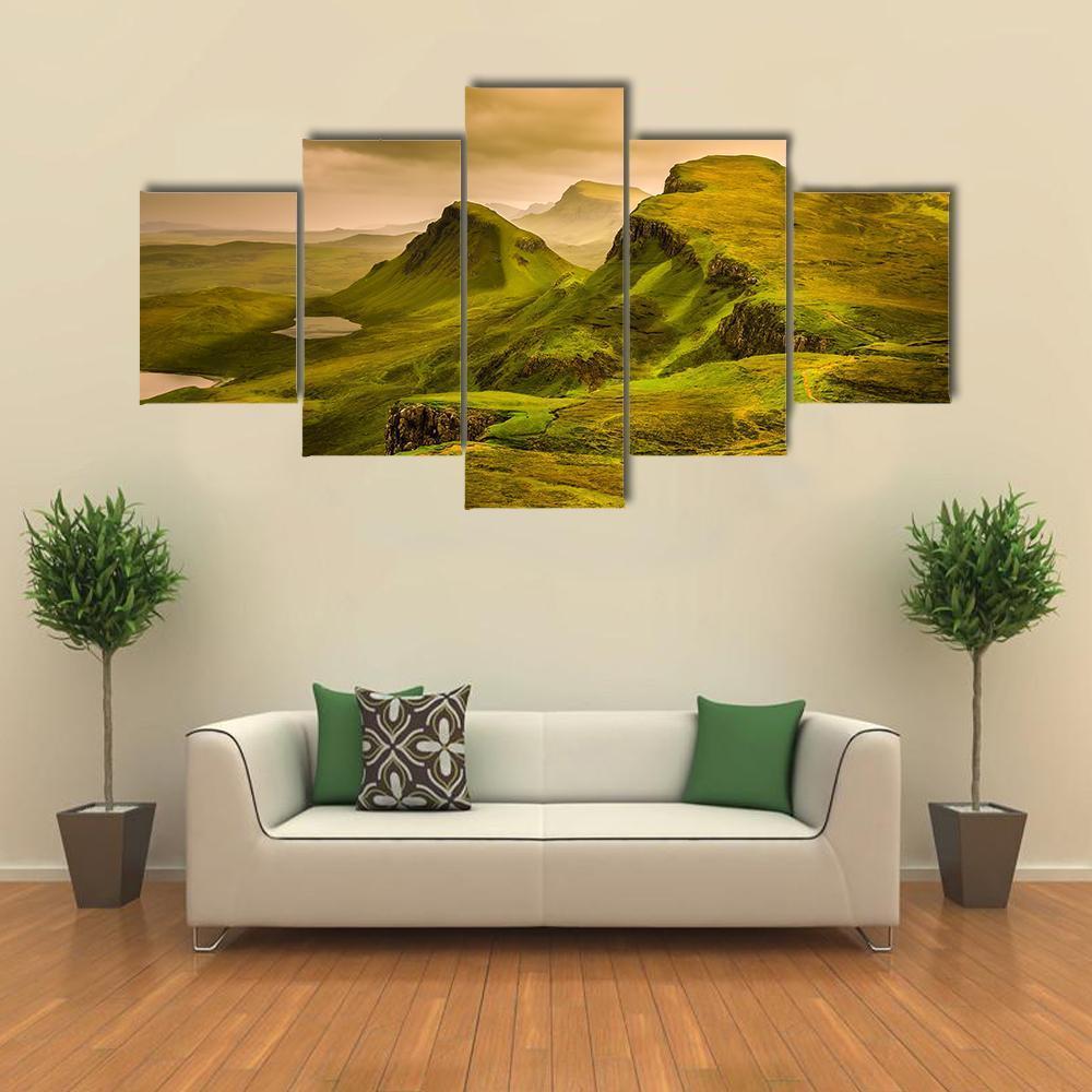 Quiraing Mountains Sunset Canvas Wall Art-5 Star-Gallery Wrap-62" x 32"-Tiaracle