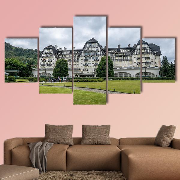 Quitandinha Palace Former Casino Hotel In Brazil Canvas Wall Art-5 Star-Gallery Wrap-62" x 32"-Tiaracle