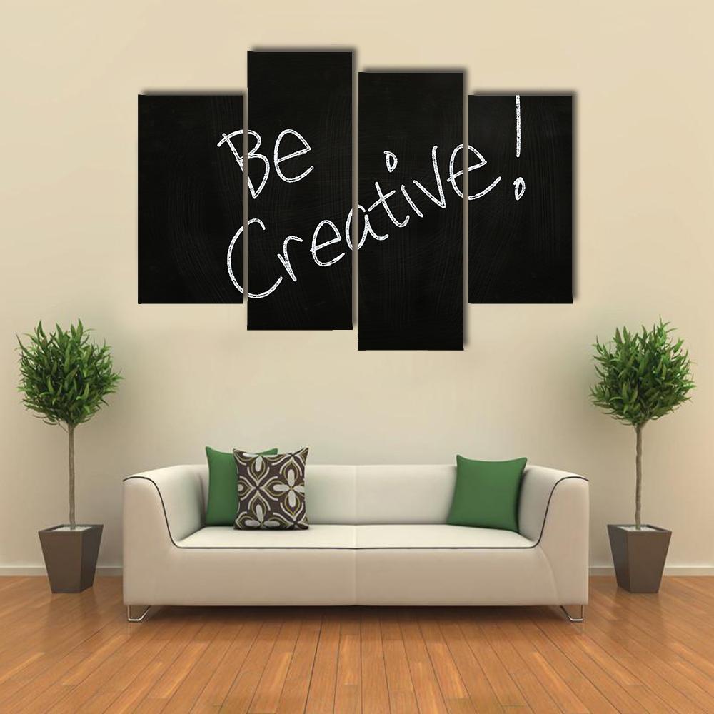 Quote "Be Creative" Canvas Wall Art-4 Pop-Gallery Wrap-50" x 32"-Tiaracle