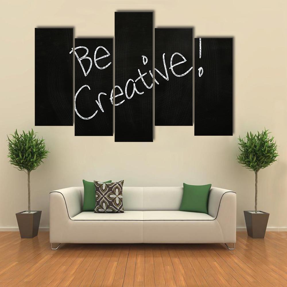 Quote "Be Creative" Canvas Wall Art-5 Pop-Gallery Wrap-47" x 32"-Tiaracle