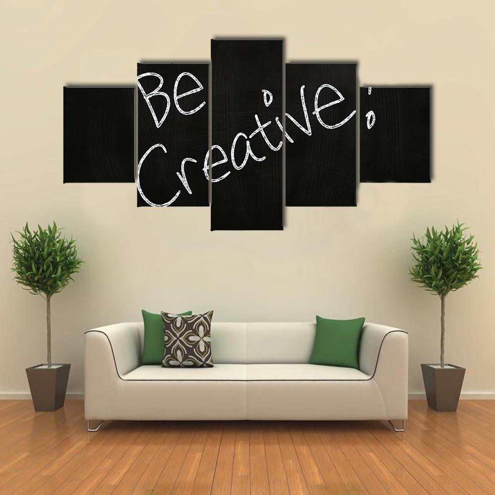 Quote "Be Creative" Canvas Wall Art-5 Star-Gallery Wrap-62" x 32"-Tiaracle