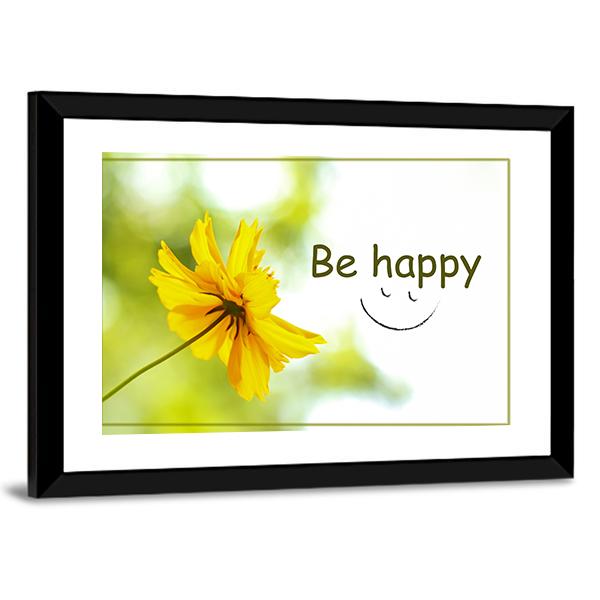 Quote "Be Happy" Canvas Wall Art-3 Horizontal-Gallery Wrap-25" x 16"-Tiaracle