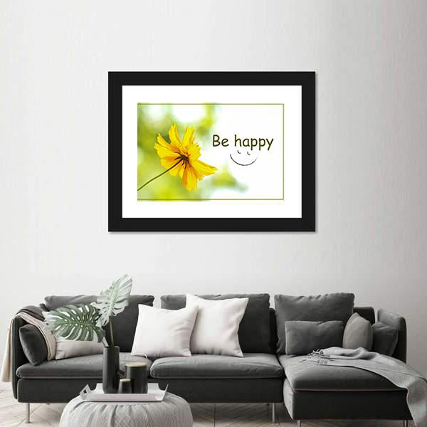 Quote "Be Happy" Canvas Wall Art-5 Horizontal-Gallery Wrap-22" x 12"-Tiaracle