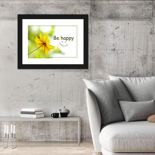 Quote "Be Happy" Canvas Wall Art-3 Horizontal-Gallery Wrap-25" x 16"-Tiaracle
