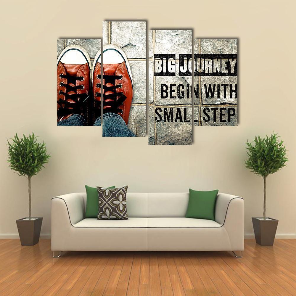 Quote "Big Journeys Begin With Small Steps" Canvas Wall Art-3 Horizontal-Gallery Wrap-25" x 16"-Tiaracle