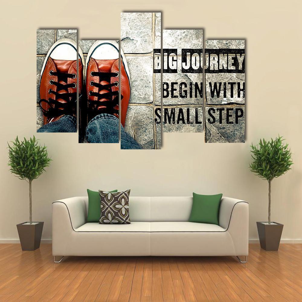 Quote "Big Journeys Begin With Small Steps" Canvas Wall Art-3 Horizontal-Gallery Wrap-25" x 16"-Tiaracle