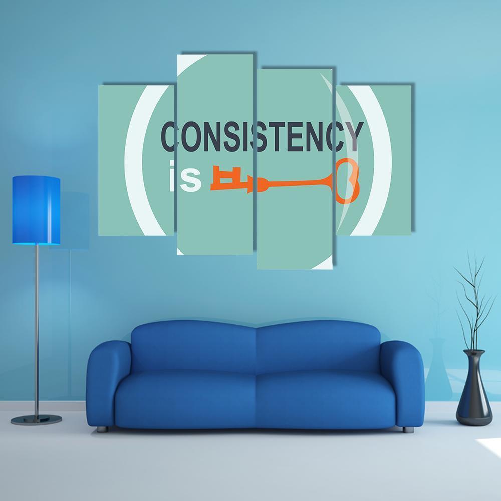 Quote "Consistency Is Key Searching" Canvas Wall Art-4 Pop-Gallery Wrap-50" x 32"-Tiaracle