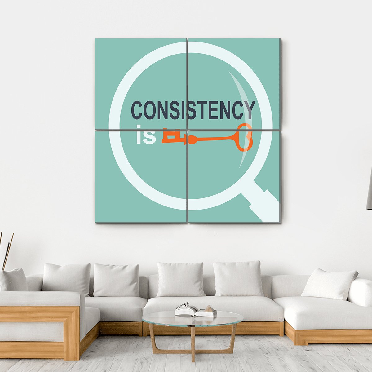 Quote "Consistency Is Key Searching" Canvas Wall Art-4 Square-Gallery Wrap-17" x 17"-Tiaracle