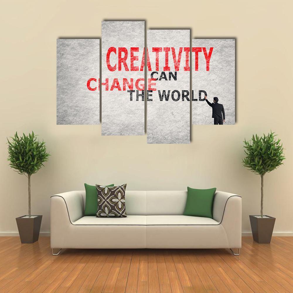 Quote "Creativity Can Change The World" Canvas Wall Art-4 Pop-Gallery Wrap-50" x 32"-Tiaracle