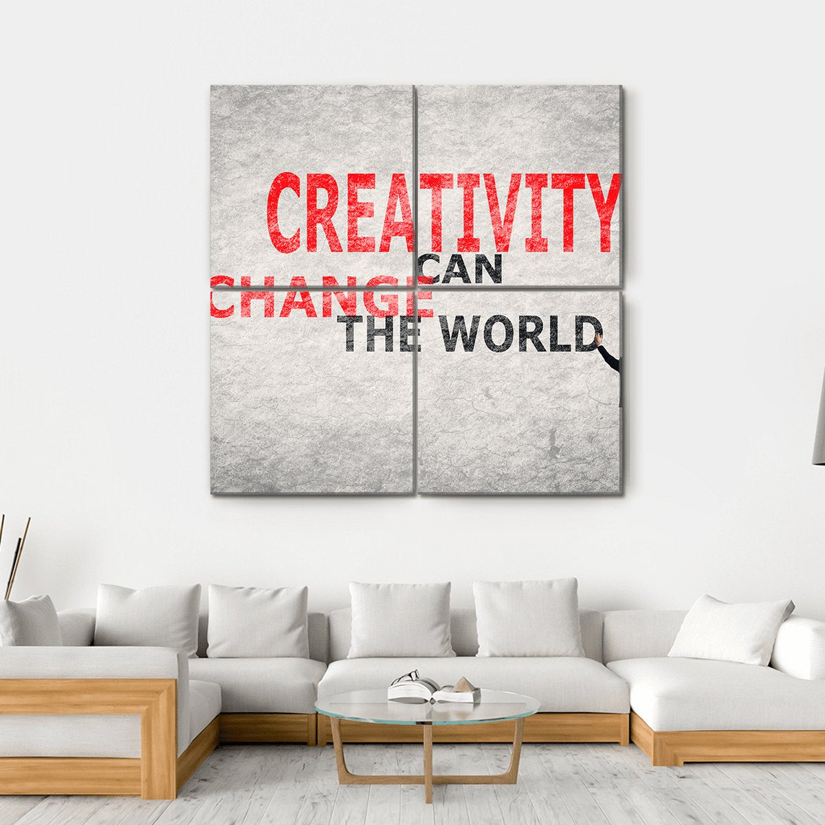 Quote "Creativity Can Change The World" Canvas Wall Art-4 Square-Gallery Wrap-17" x 17"-Tiaracle