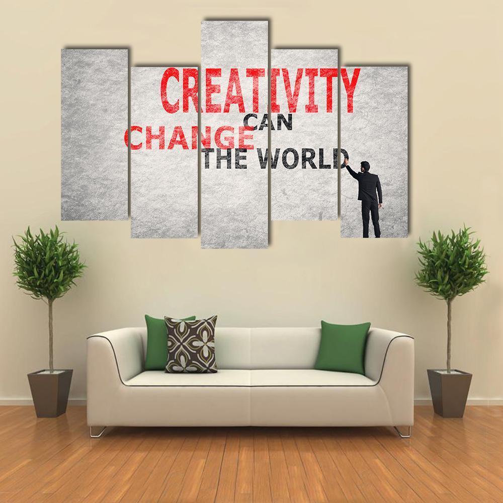 Quote "Creativity Can Change The World" Canvas Wall Art-5 Pop-Gallery Wrap-47" x 32"-Tiaracle