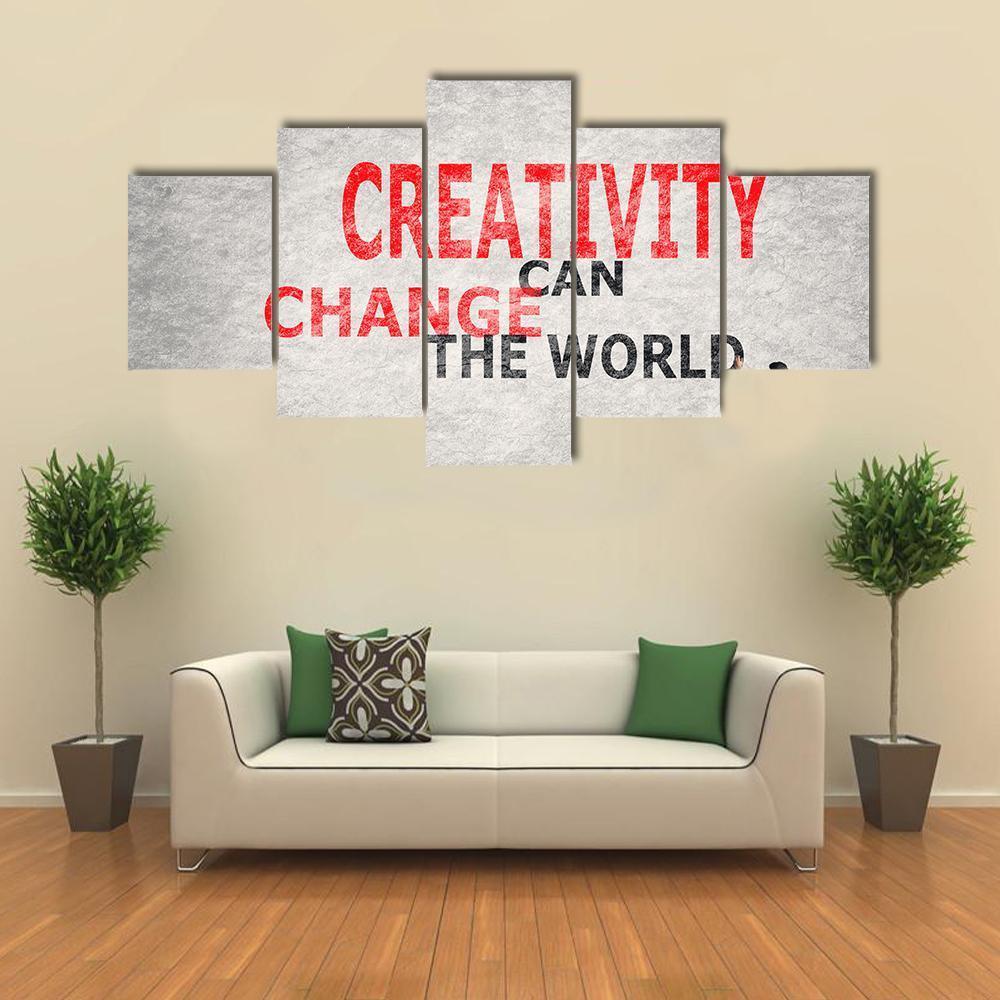Quote "Creativity Can Change The World" Canvas Wall Art-5 Star-Gallery Wrap-62" x 32"-Tiaracle