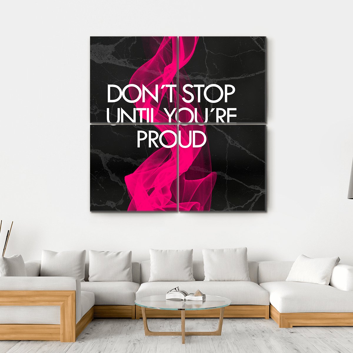 Quote "Don't Stop Until You're Proud" Canvas Wall Art-4 Square-Gallery Wrap-17" x 17"-Tiaracle