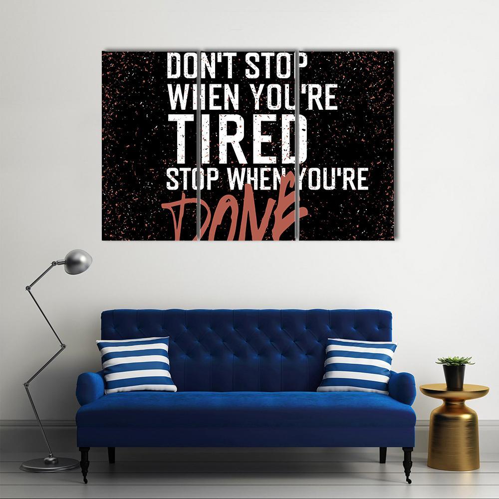 Quote "Don`t Stop When You're Tired" Canvas Wall Art-3 Horizontal-Gallery Wrap-37" x 24"-Tiaracle