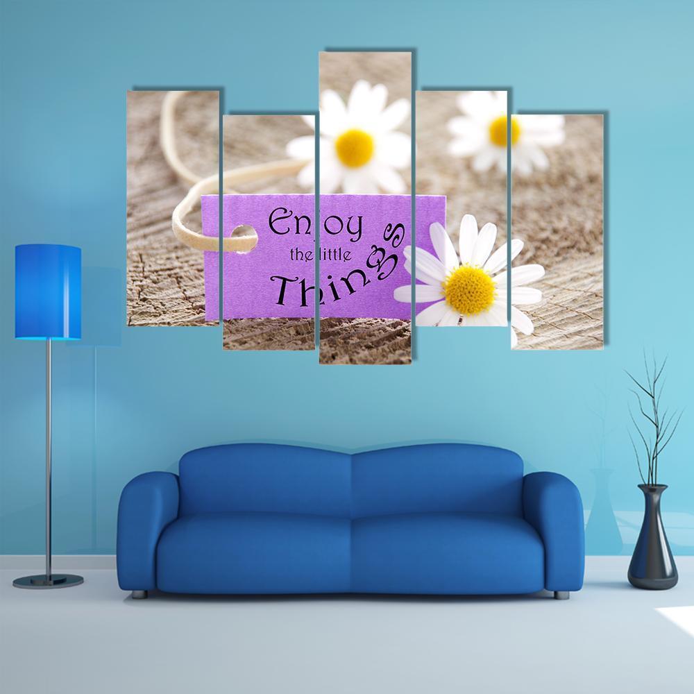 Quote "Enjoy The Little Things" Canvas Wall Art-5 Pop-Gallery Wrap-47" x 32"-Tiaracle
