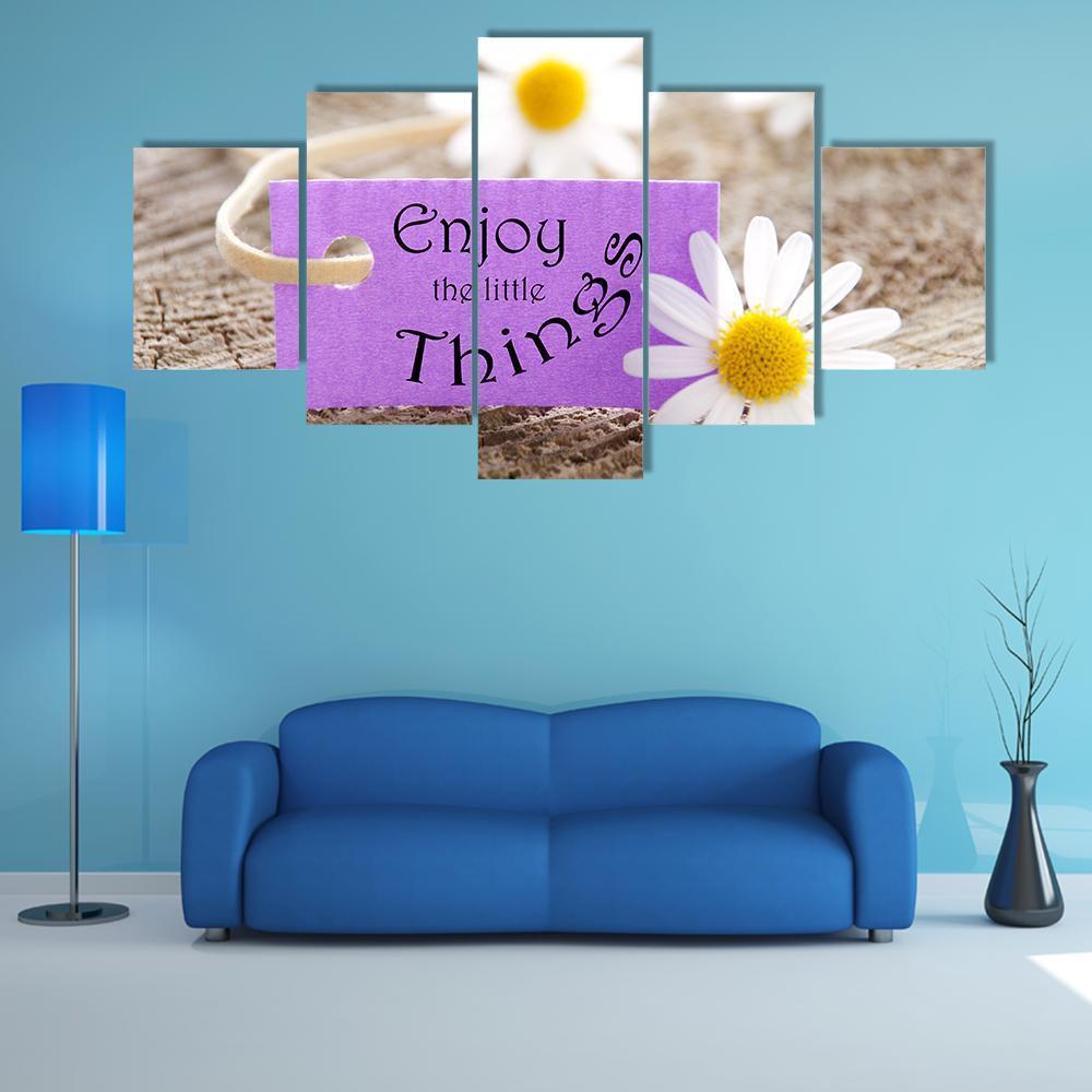 Quote "Enjoy The Little Things" Canvas Wall Art-5 Star-Gallery Wrap-62" x 32"-Tiaracle