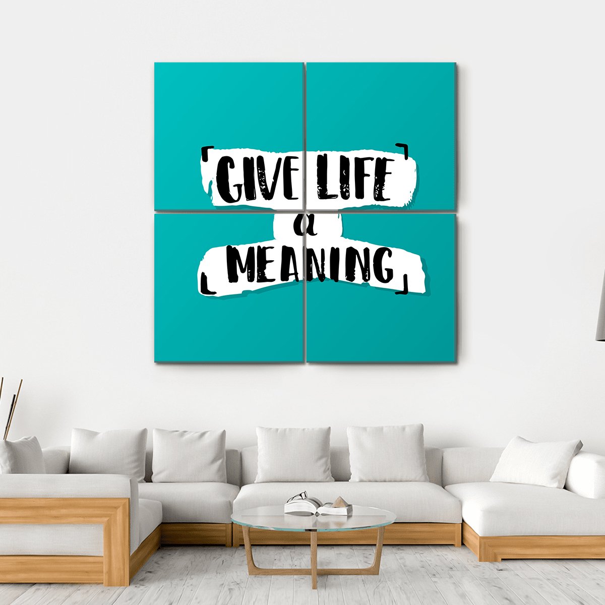 Quote "Give Life A Meaning" Canvas Wall Art-4 Square-Gallery Wrap-17" x 17"-Tiaracle