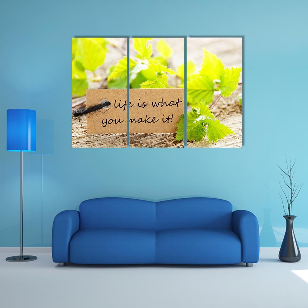 Quote "Life Is What You Make It" Canvas Wall Art-3 Horizontal-Gallery Wrap-37" x 24"-Tiaracle