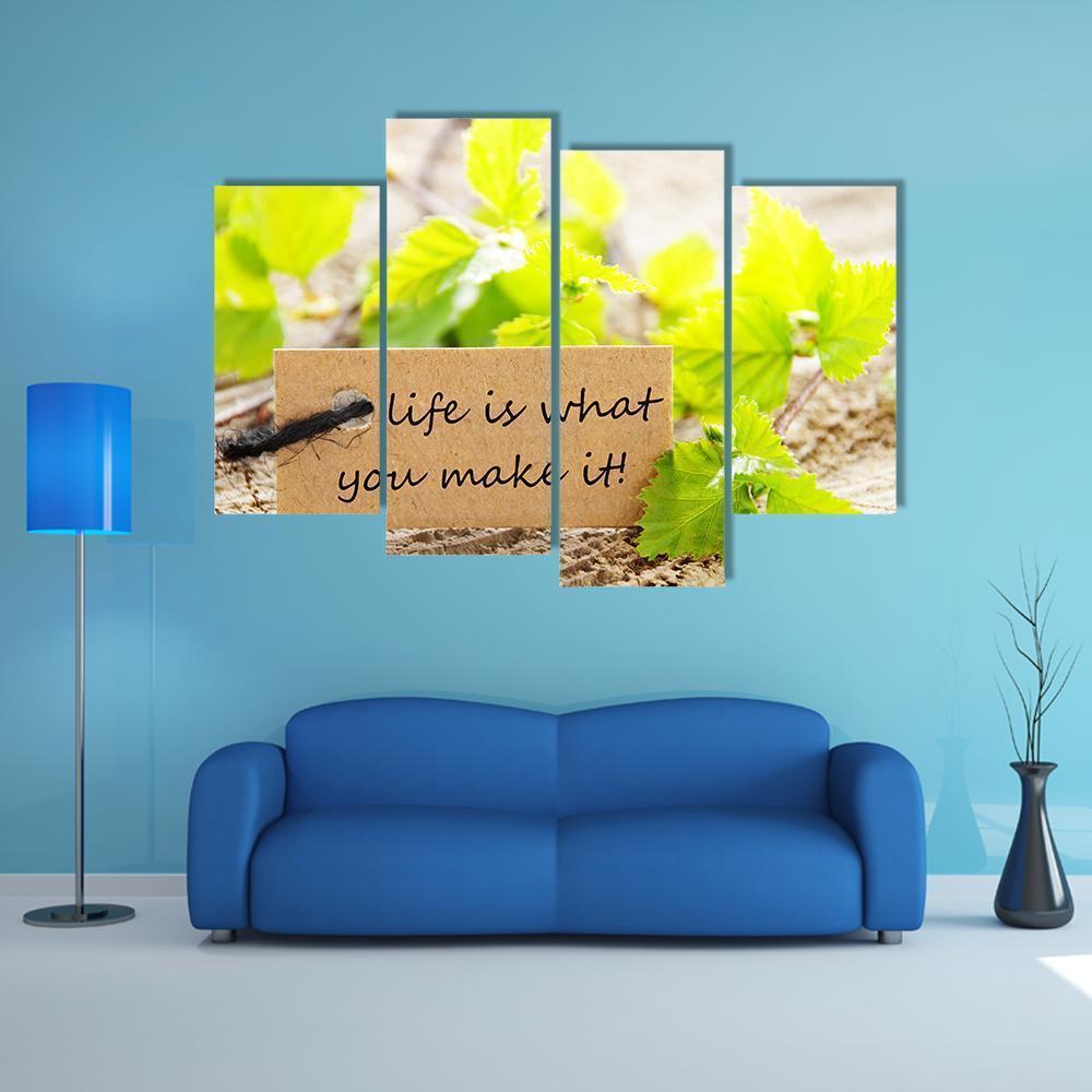 Quote "Life Is What You Make It" Canvas Wall Art-4 Pop-Gallery Wrap-50" x 32"-Tiaracle