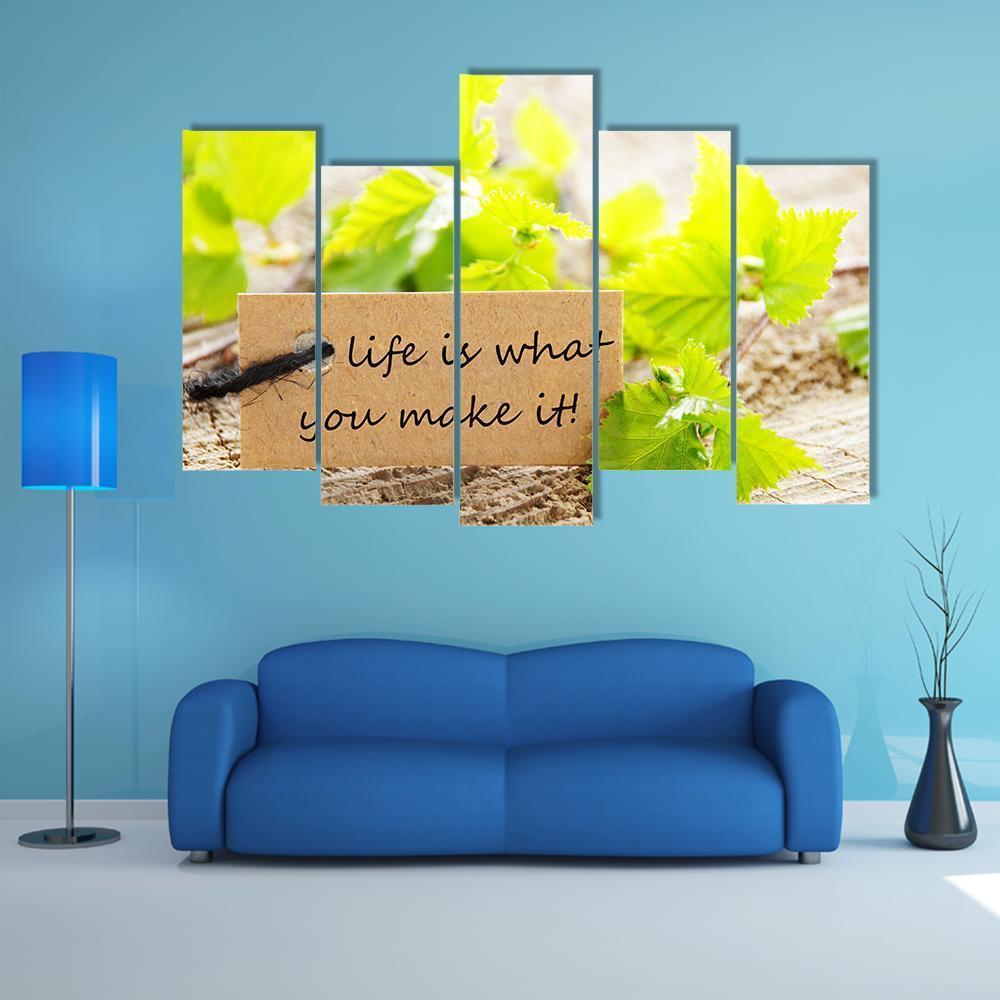 Quote "Life Is What You Make It" Canvas Wall Art-5 Pop-Gallery Wrap-47" x 32"-Tiaracle