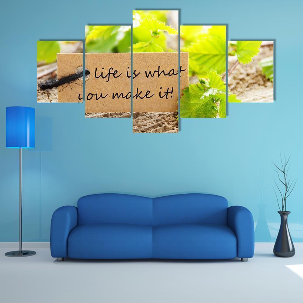 Quote "Life Is What You Make It" Canvas Wall Art-5 Star-Gallery Wrap-62" x 32"-Tiaracle