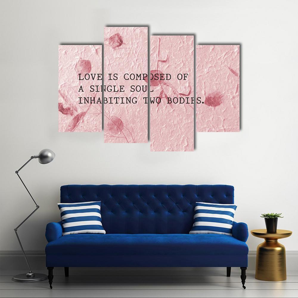 Quote "Love Is Composed Of A Single Soul" Canvas Wall Art-4 Pop-Gallery Wrap-50" x 32"-Tiaracle