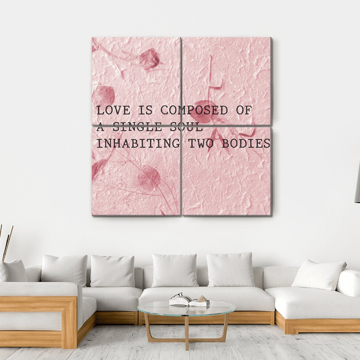 Quote "Love Is Composed Of A Single Soul" Canvas Wall Art-4 Square-Gallery Wrap-17" x 17"-Tiaracle