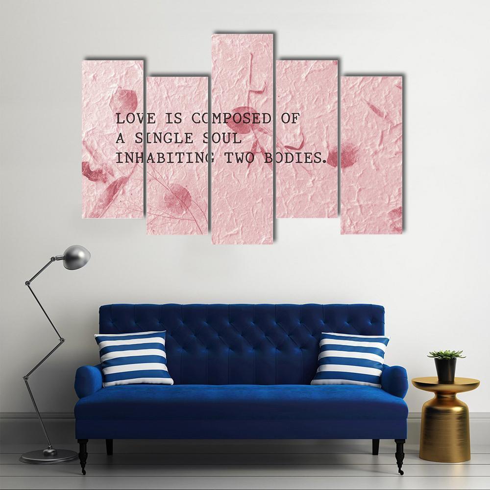 Quote "Love Is Composed Of A Single Soul" Canvas Wall Art-5 Pop-Gallery Wrap-47" x 32"-Tiaracle