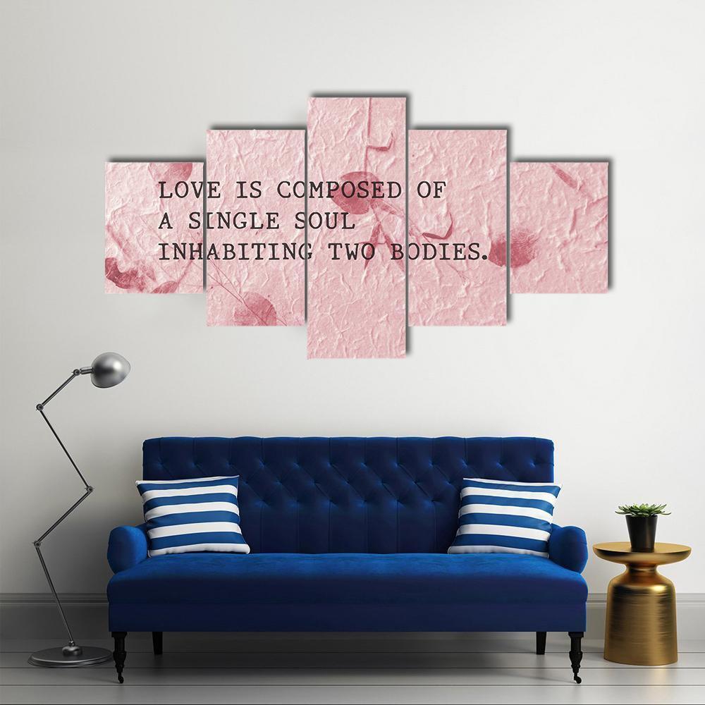Quote "Love Is Composed Of A Single Soul" Canvas Wall Art-5 Star-Gallery Wrap-62" x 32"-Tiaracle