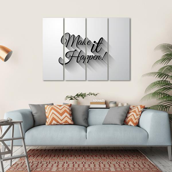 Quote "Make It Happen" Canvas Wall Art-1 Piece-Gallery Wrap-36" x 24"-Tiaracle
