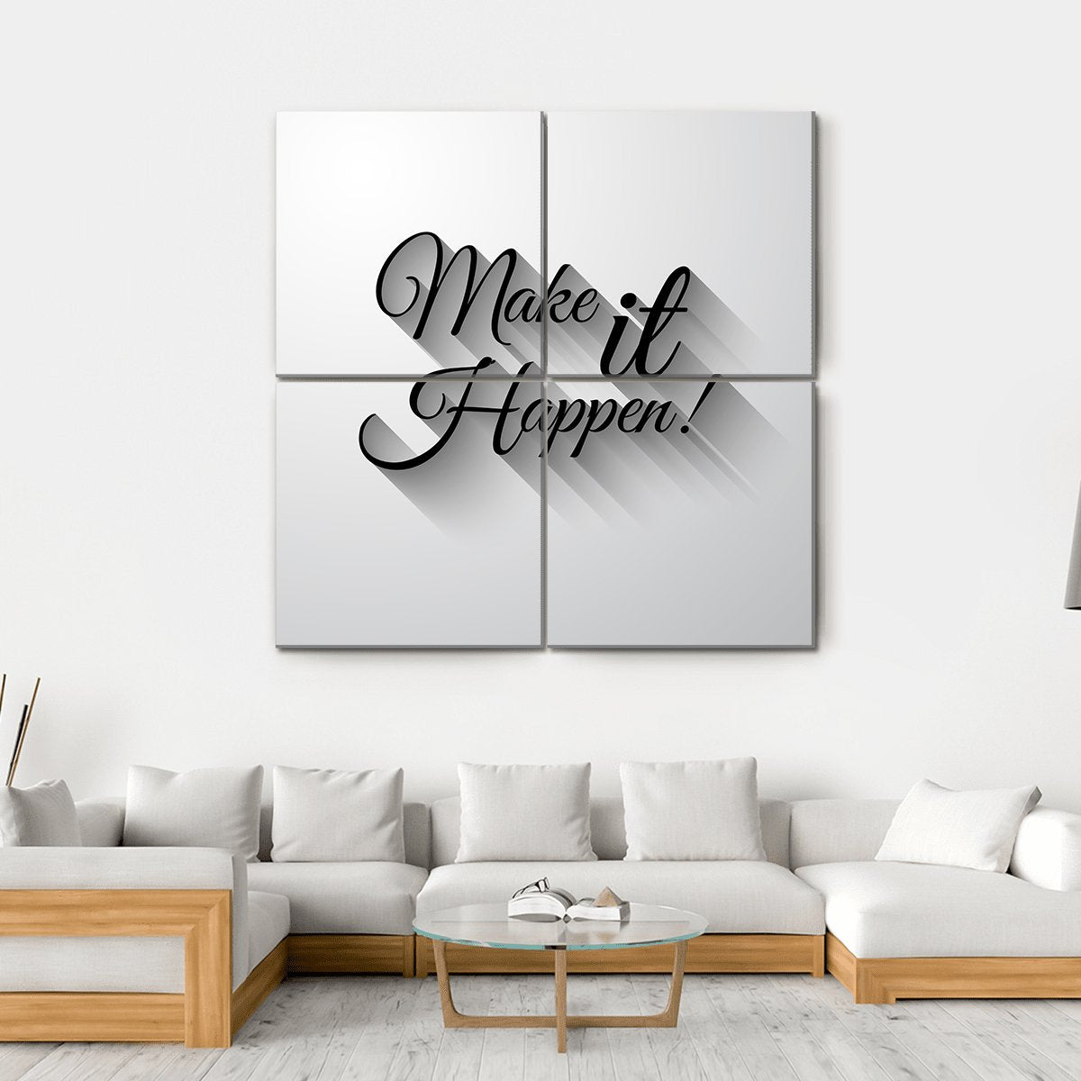 Quote "Make It Happen" Canvas Wall Art-4 Square-Gallery Wrap-17" x 17"-Tiaracle