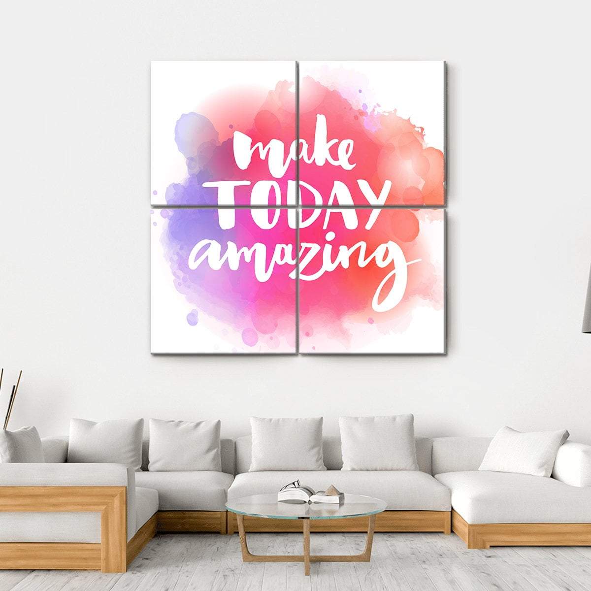 Quote "Make Today Amazing" Canvas Wall Art-4 Square-Gallery Wrap-17" x 17"-Tiaracle