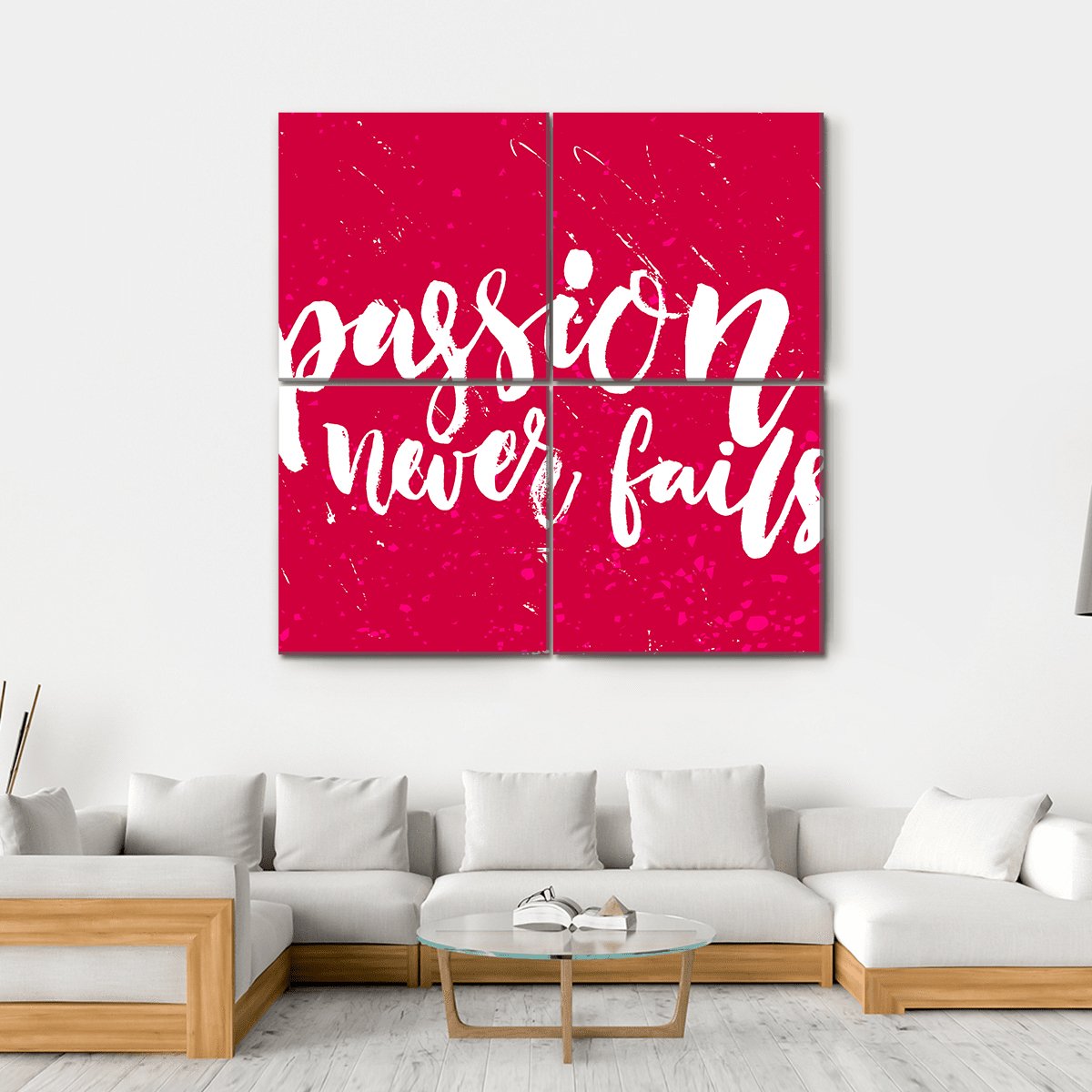 Quote "Passion Never Fails" Canvas Wall Art-4 Square-Gallery Wrap-17" x 17"-Tiaracle