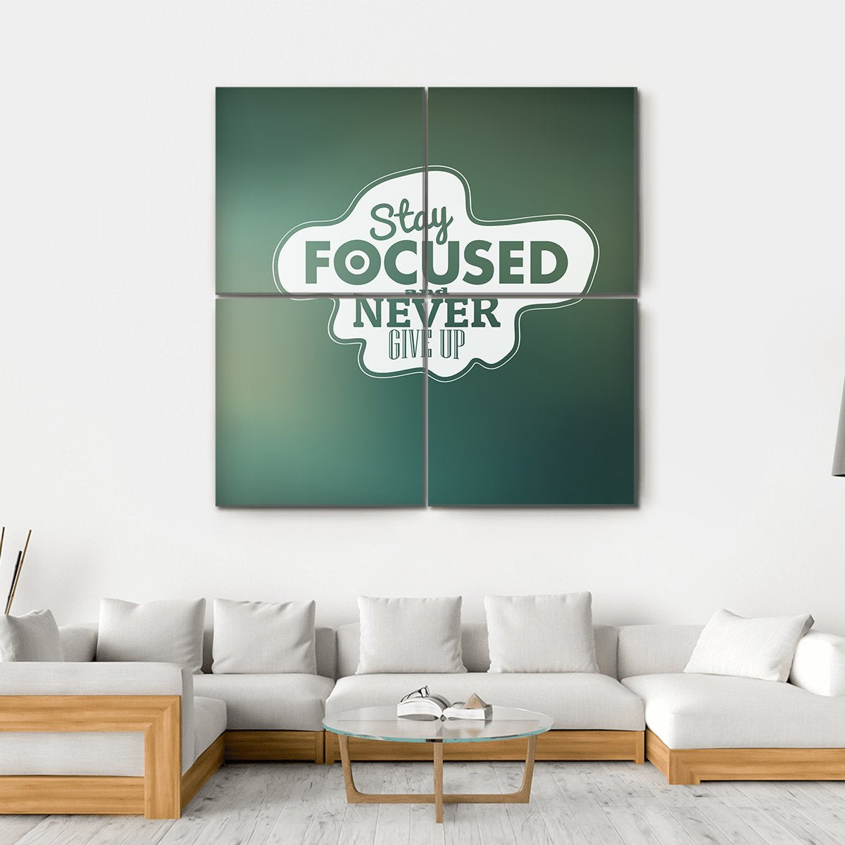 Quote "Stay Focused And Never Give Up" Canvas Wall Art-4 Square-Gallery Wrap-17" x 17"-Tiaracle