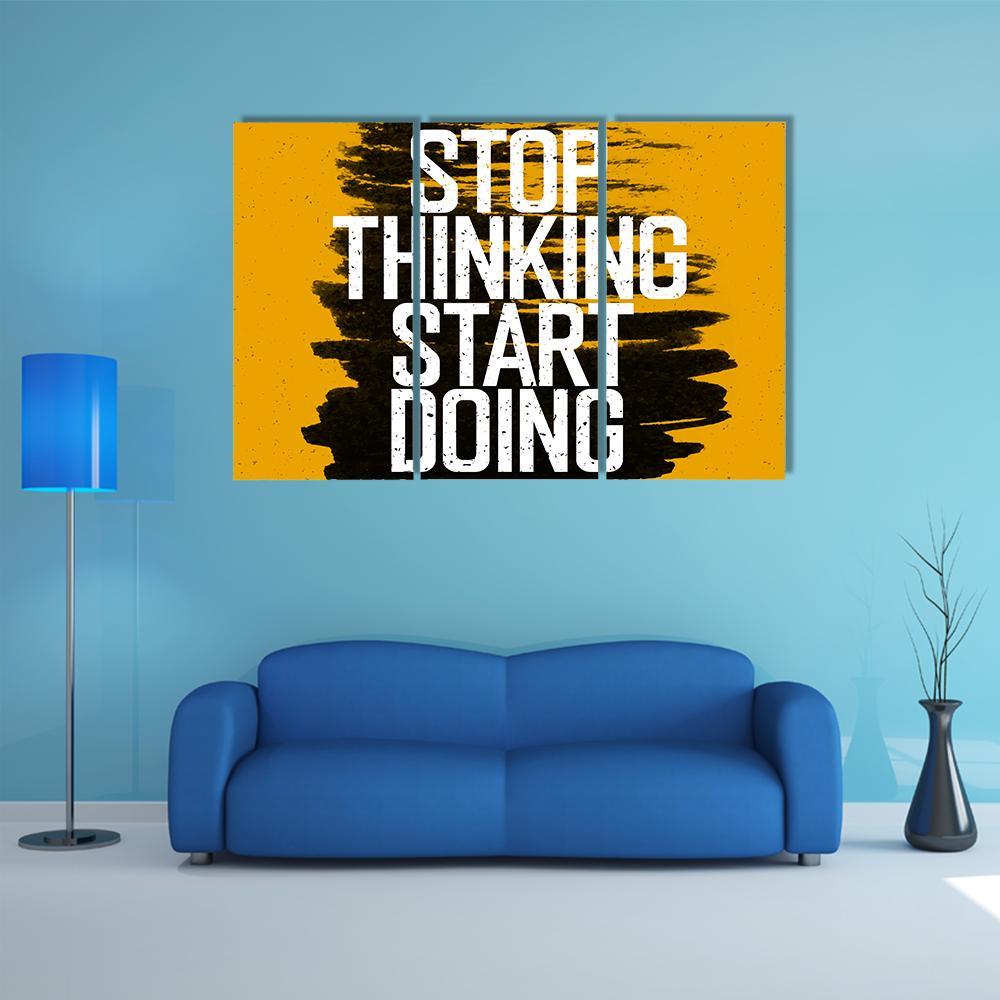 Quote " Stop Thinking Start Doing" Canvas Wall Art-3 Horizontal-Gallery Wrap-37" x 24"-Tiaracle