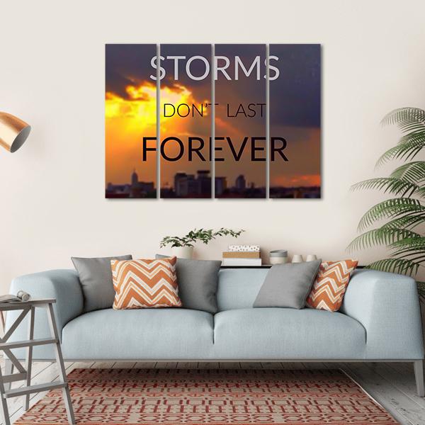 Quote "Storms Don't Last Forever" Canvas Wall Art-4 Horizontal-Gallery Wrap-34" x 24"-Tiaracle