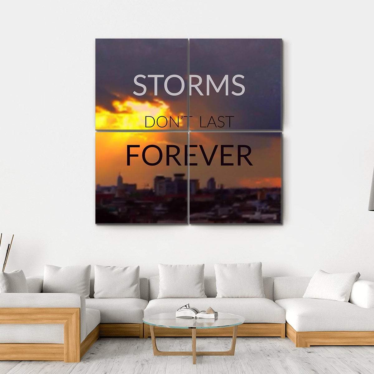 Quote "Storms Don't Last Forever" Canvas Wall Art-4 Square-Gallery Wrap-17" x 17"-Tiaracle
