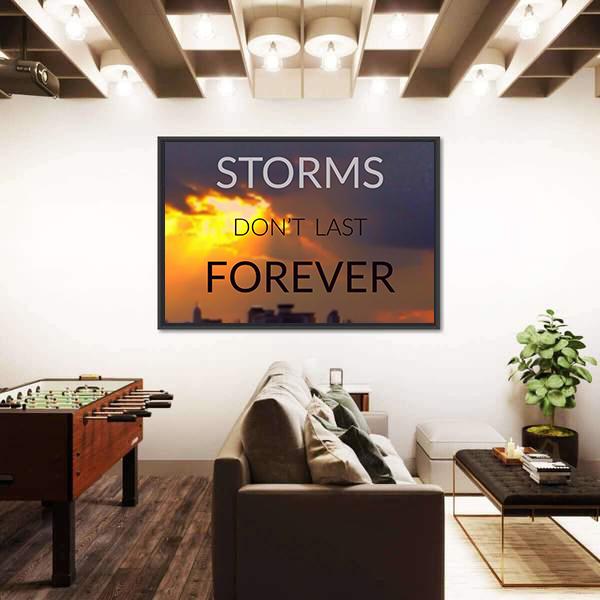 Quote "Storms Don't Last Forever" Canvas Wall Art-5 Horizontal-Gallery Wrap-22" x 12"-Tiaracle
