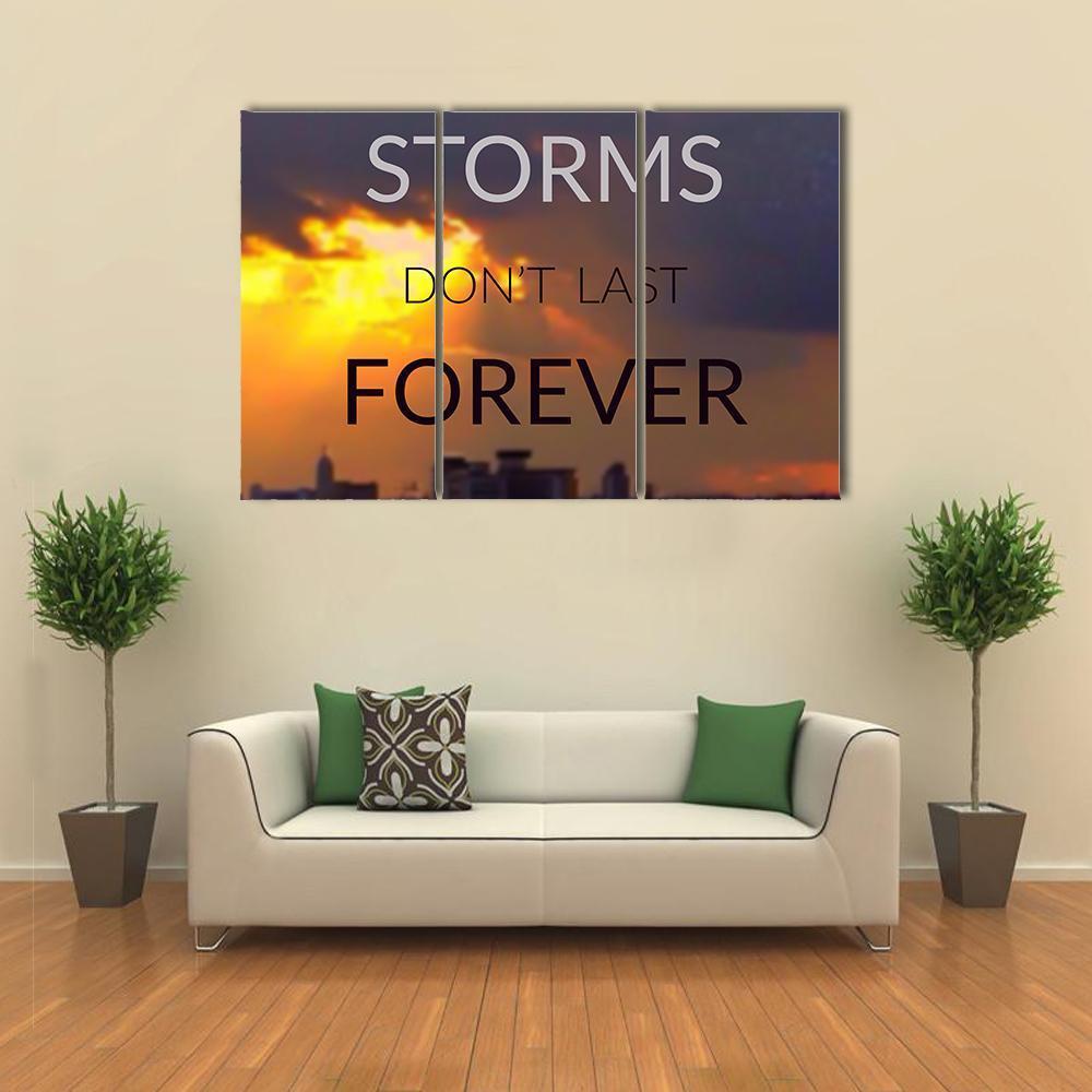 Quote "Storms Don't Last Forever" Canvas Wall Art-3 Horizontal-Gallery Wrap-37" x 24"-Tiaracle