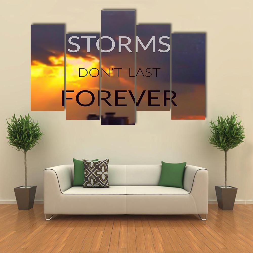 Quote "Storms Don't Last Forever" Canvas Wall Art-5 Pop-Gallery Wrap-47" x 32"-Tiaracle