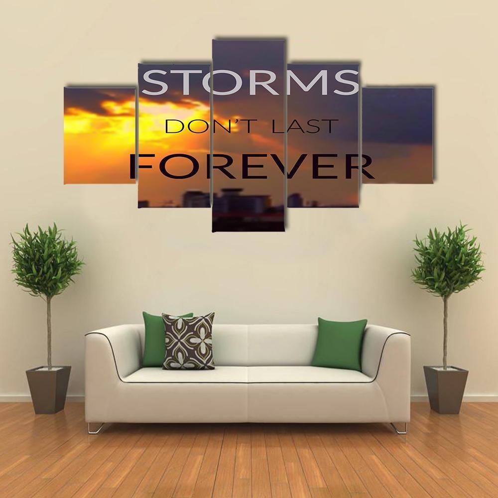 Quote "Storms Don't Last Forever" Canvas Wall Art-5 Star-Gallery Wrap-62" x 32"-Tiaracle