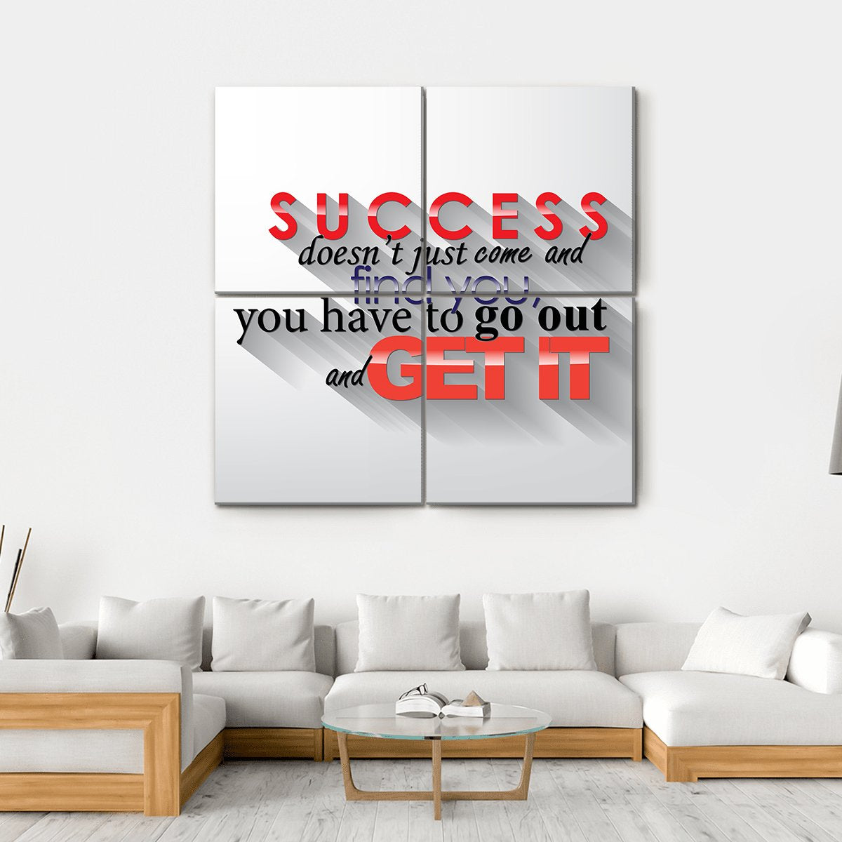 Quote " Success Doesn't Just Come" Canvas Wall Art-4 Square-Gallery Wrap-17" x 17"-Tiaracle
