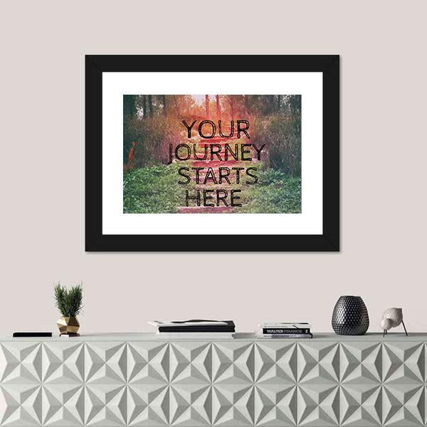 Quote "Your Journey Starts Here" Canvas Wall Art-1 Piece-Framed Print-20" x 16"-Tiaracle