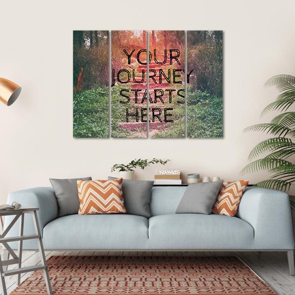 Quote "Your Journey Starts Here" Canvas Wall Art-4 Horizontal-Gallery Wrap-34" x 24"-Tiaracle