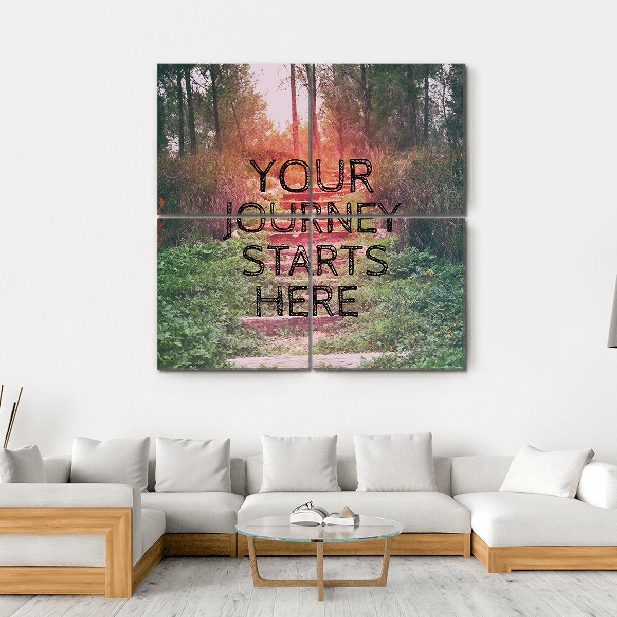 Quote "Your Journey Starts Here" Canvas Wall Art-4 Square-Gallery Wrap-17" x 17"-Tiaracle