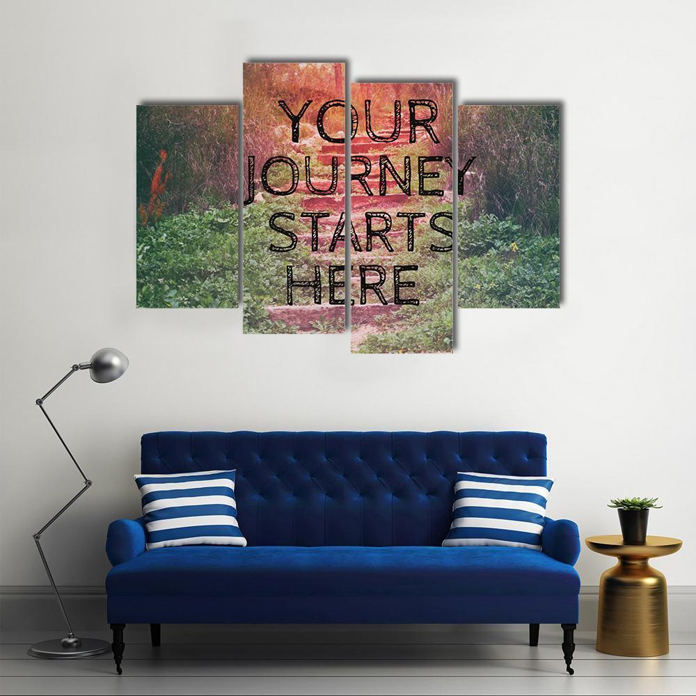 Quote "Your Journey Starts Here" Canvas Wall Art-4 Pop-Gallery Wrap-50" x 32"-Tiaracle
