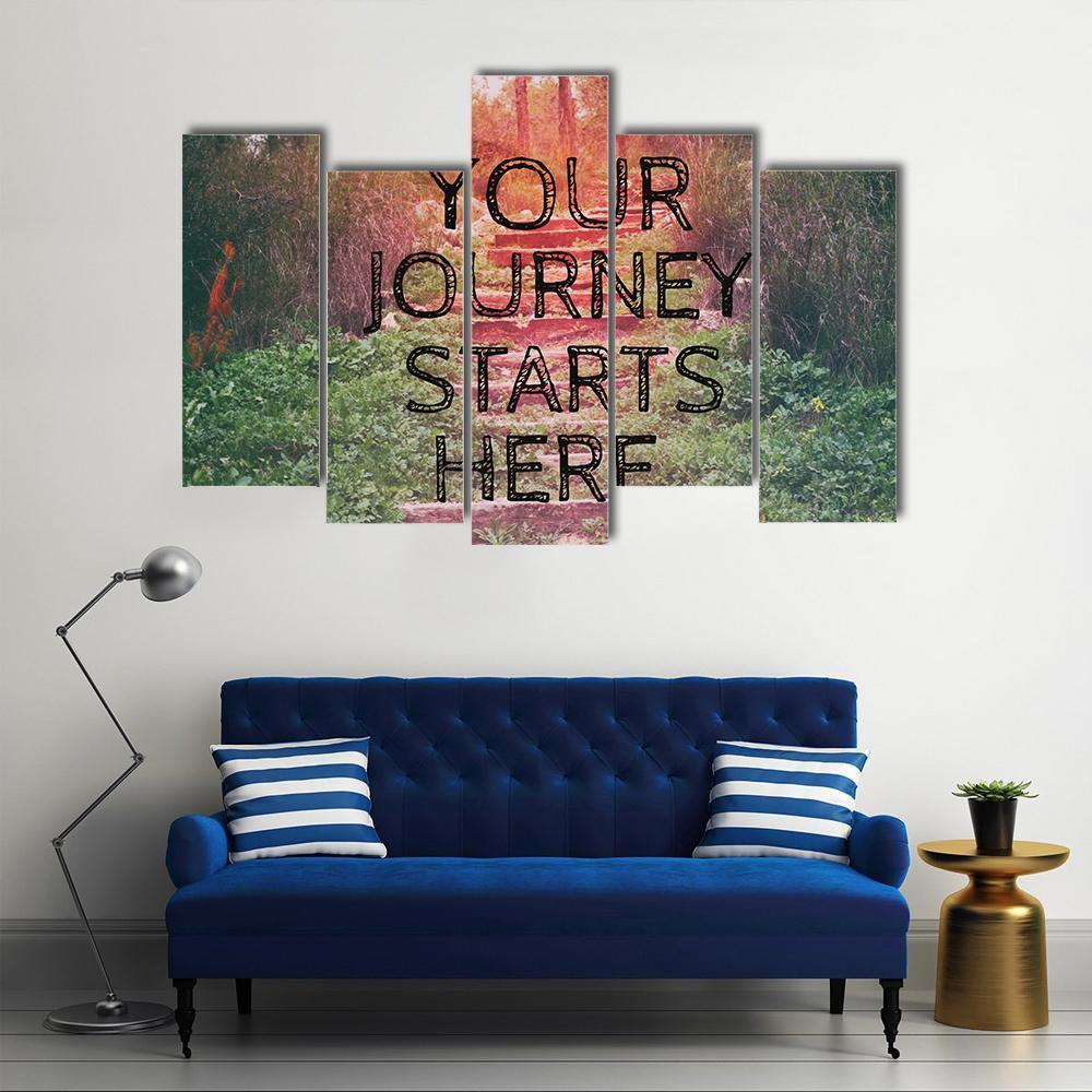 Quote "Your Journey Starts Here" Canvas Wall Art-5 Pop-Gallery Wrap-47" x 32"-Tiaracle