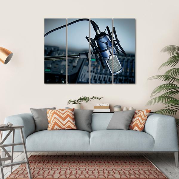 Radio Recording Studio Canvas Wall Art-4 Horizontal-Gallery Wrap-34" x 24"-Tiaracle