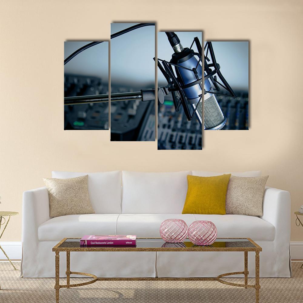 Radio Recording Studio Canvas Wall Art-4 Pop-Gallery Wrap-50" x 32"-Tiaracle