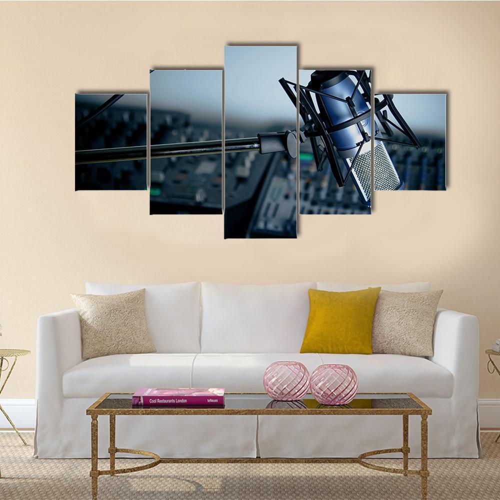 Radio Recording Studio Canvas Wall Art-5 Star-Gallery Wrap-62" x 32"-Tiaracle